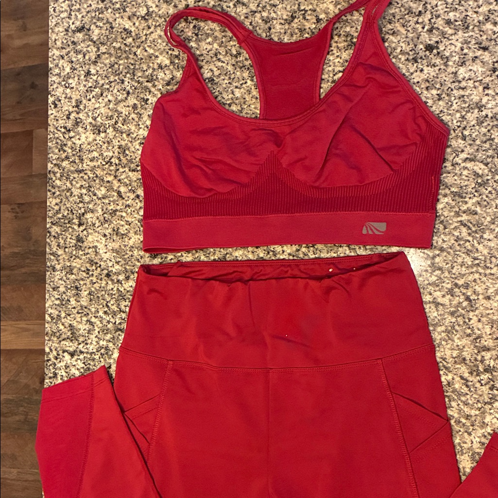 Athleta Red Sports Bra And Leggings Set